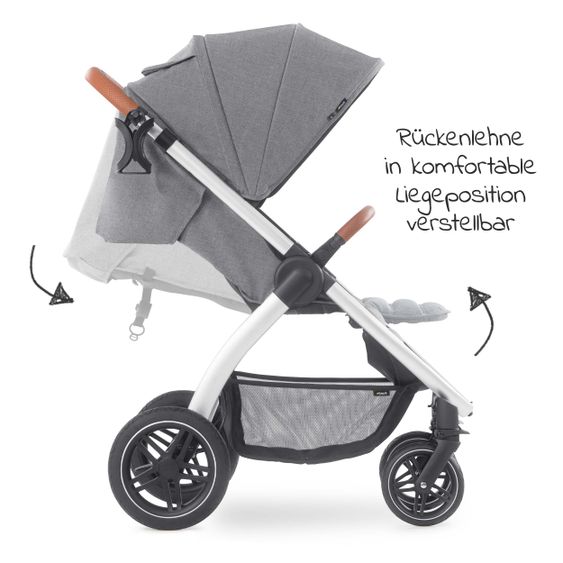 Hauck Buggy & Sportwagen UpTown (mit Liegefunktion & Einhand-Faltung) inkl. XXL Zubehörpaket - Melange Grey