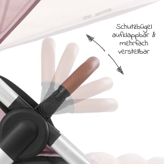 Hauck Buggy & Sportwagen UpTown (mit Liegefunktion & Einhand-Faltung) inkl. XXL Zubehörpaket - Melange Rose