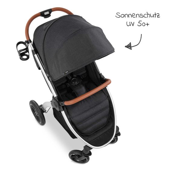 Hauck Buggy & Sportwagen UpTown (mit Liegefunktion, Schieber höhenverstellbar, Einhand-Faltung) - Melange Black