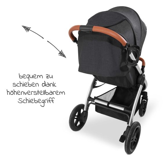 Hauck Buggy & Sportwagen UpTown (mit Liegefunktion, Schieber höhenverstellbar, Einhand-Faltung) - Melange Black