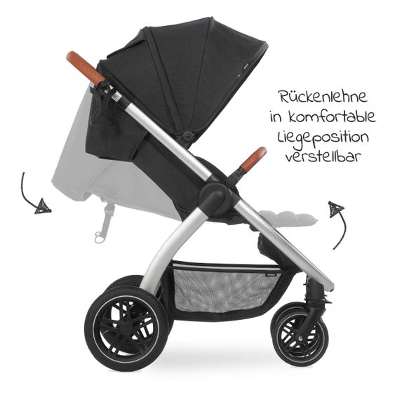 Hauck Buggy & Sportwagen UpTown (mit Liegefunktion, Schieber höhenverstellbar, Einhand-Faltung) - Melange Black