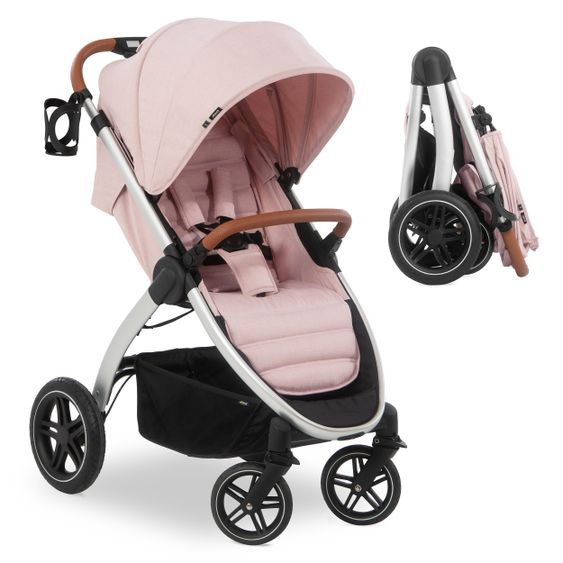 Hauck Buggy & Stroller UpTown (with recline function, height adjustable slider, one-hand fold) - Melange Rose