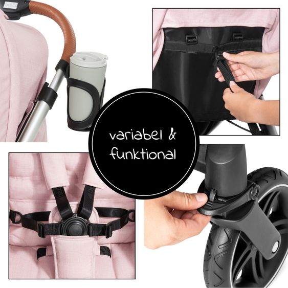 Hauck Buggy & Stroller UpTown (with recline function, height adjustable slider, one-hand fold) - Melange Rose