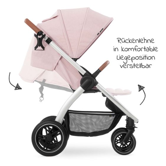 Hauck Buggy & Stroller UpTown (with recline function, height adjustable slider, one-hand fold) - Melange Rose