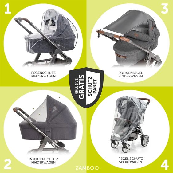 Hauck Buggy & Sportwagen Vision X inkl. XXL Zubehörpaket - Melange Grey