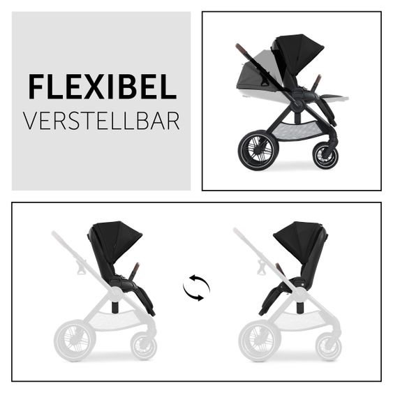 Hauck Buggy & Sportwagen Walk N Care mit Liegefunktion und drehbarem Sitz (bis 25 kg belastbar) - Black