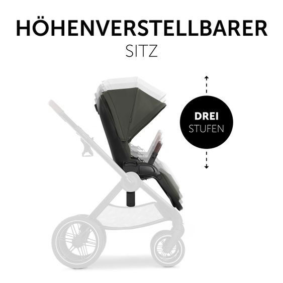 Hauck Passeggino Walk N Care con funzione sdraiata e sedile girevole (carico massimo 25 kg) - Dark Olive