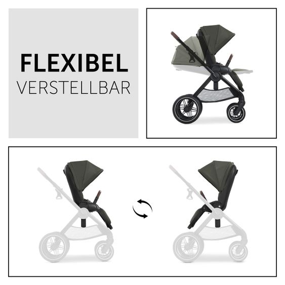 Hauck Passeggino Walk N Care con funzione sdraiata e sedile girevole (carico massimo 25 kg) - Dark Olive