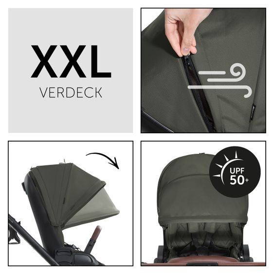 Hauck Passeggino Walk N Care con funzione sdraiata e sedile girevole (carico massimo 25 kg) - Dark Olive