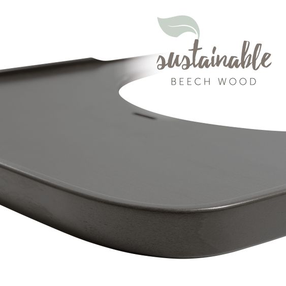 Hauck Essbrett & Tisch aus Holz für Alpha Hochstühle (Wooden Tray) - Charcoal