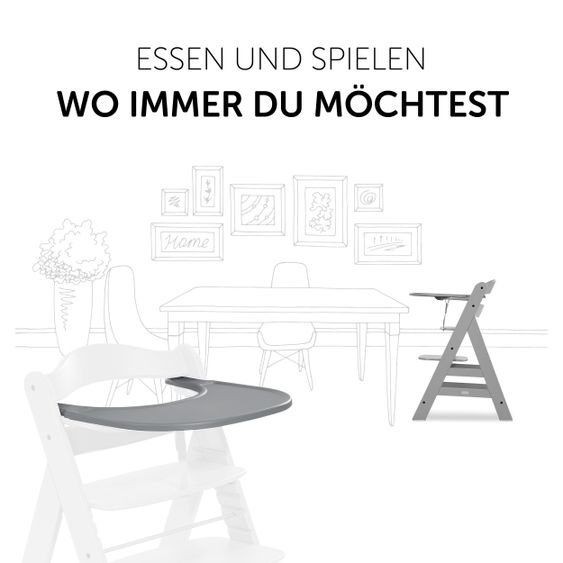 Hauck Tavola per mangiare e tavolo per il seggiolone Alpha (vassoio a scatto) - Grigio / Grau