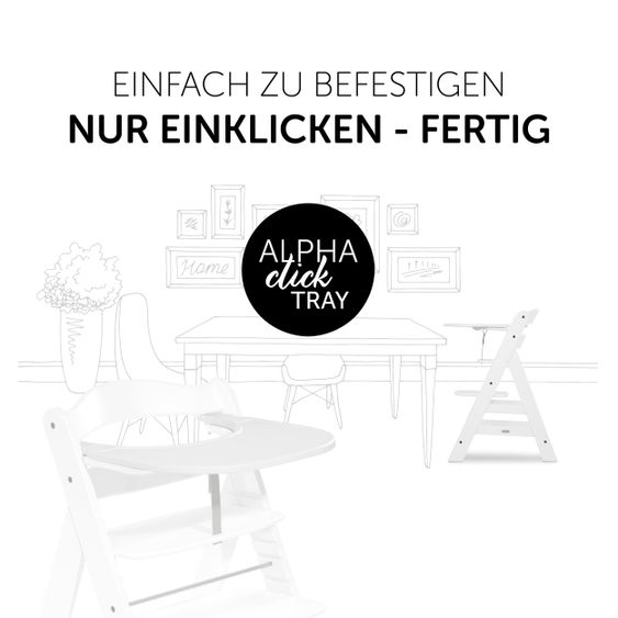 Hauck Essbrett und Tisch für Alpha Hochstuhl (Click Tray) - White / Weiss