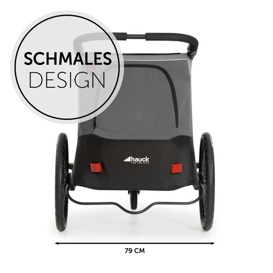 Hauck Fahrradanhänger Sparset Dryk Duo für 2 Kinder (bis 44 kg) - Bike Trailer & City Buggy - inkl. Babysitz Lounger & Schutzpaket - Grey