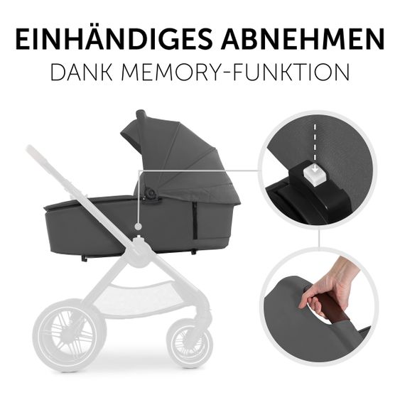 Hauck Foldable Baby Carrycot for Walk N Care Stroller - Dark Grey