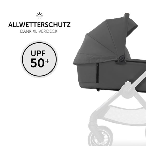 Hauck Faltbare Babywanne (Carrycot) für Walk N Care Kinderwagen - Dark Grey