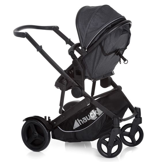 Hauck Geschwister- & Zwillingskinderwagen Duett 3 - inkl. Babywanne, Babyschale Comfort Fix & Zubehörpaket - Melange Charcoal