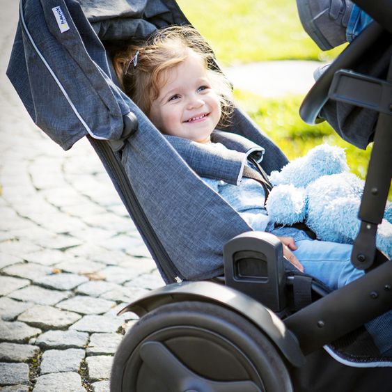 Hauck Geschwister- & Zwillingskinderwagen Duett 3 - inkl. Babywanne, Babyschale Comfort Fix & Zubehörpaket - Melange Charcoal