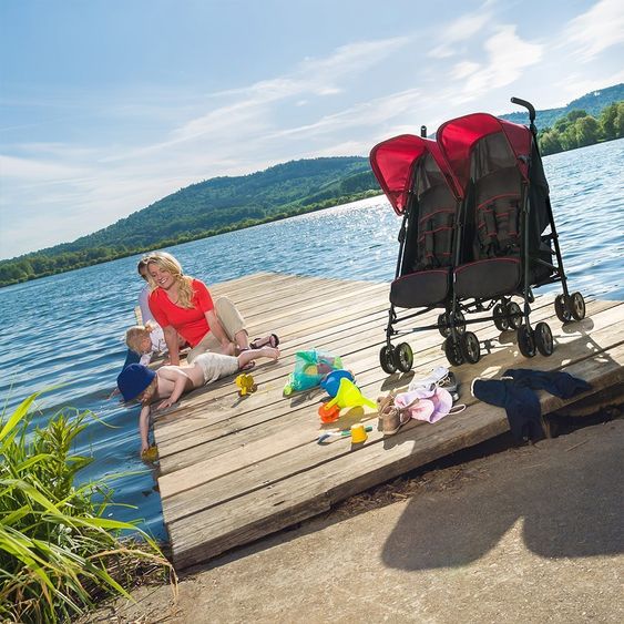 Hauck Geschwisterbuggy Turbo Duo - Caviar Tango