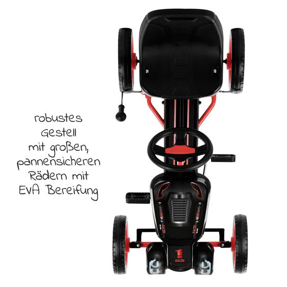 Hauck Gokart & Tretauto Racer mit verstellbarem Schalensitz (4-8 Jahre) - Red