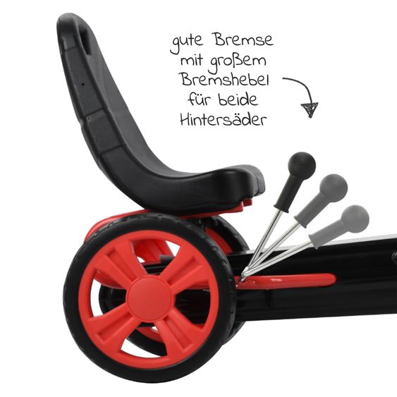 Hauck Gokart & Tretauto Racer mit verstellbarem Schalensitz (4-8 Jahre) - Red