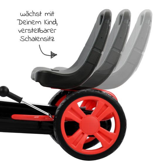 Hauck Gokart & Tretauto Racer mit verstellbarem Schalensitz (4-8 Jahre) - Red