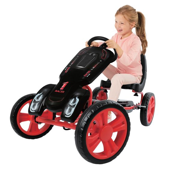 Hauck Gokart & Tretauto Racer mit verstellbarem Schalensitz (4-8 Jahre) - Red