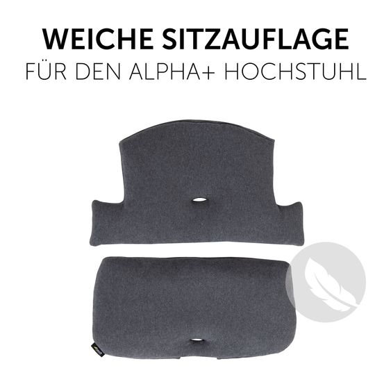 Hauck Hochstuhl Alpha Charcoal Selectline - im Sparset inkl. Holz-Essbrett und Sitzkissen Jersey Charcoal