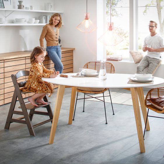 Hauck High chair Alpha Charcoal Selectline - in economy set incl. wooden dining board and seat cushion Jersey Charcoal