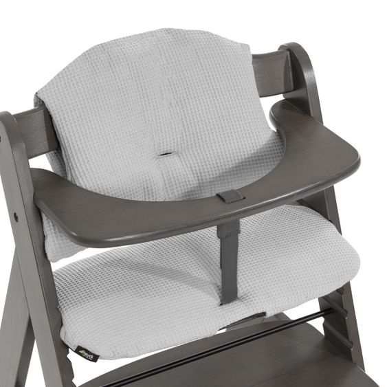 Hauck Seggiolone Alpha Charcoal Selectline - in set economico con cuscino di seduta Waffle Pique Grigio