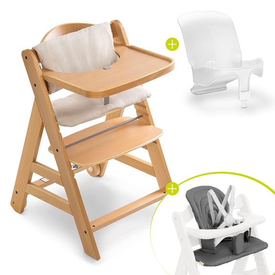 Hauck Hochstuhl Alpha Move - im Sparset inkl. Baby Seat + Baby Seatpad + Essbrett + Sitzkissen