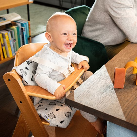 Hauck Highchair Alpha Nature - in a savings set incl. wooden dining board and Nordic Grey seat cushion