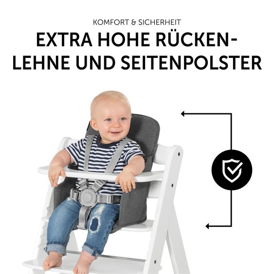 Hauck Hochstuhl Alpha Plus 4-tlg. Newborn Set - inkl. 2in1 Babyaufsatz & Wippe Deluxe + Sitzverkleinerer - Natur