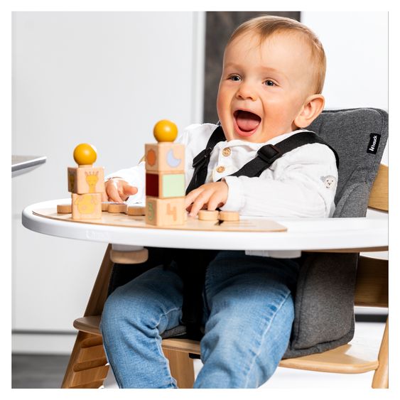 Hauck Hochstuhl Alpha Plus 4-tlg. Newborn Set - inkl. 2in1 Babyaufsatz & Wippe Deluxe + Sitzverkleinerer - Natur