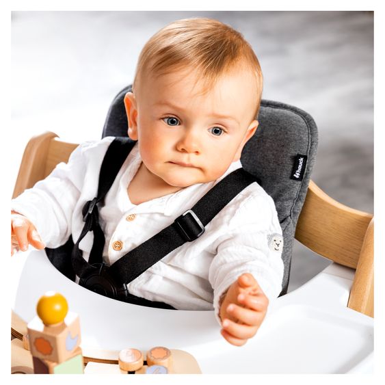 Hauck Hochstuhl Alpha Plus 4-tlg. Newborn Set - inkl. 2in1 Babyaufsatz & Wippe Deluxe + Sitzverkleinerer - Natur