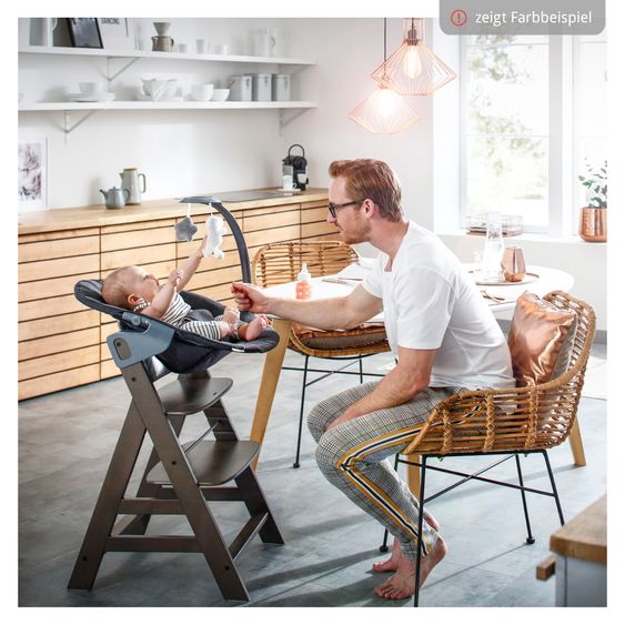 Hauck Hochstuhl Alpha Plus 4-tlg. Newborn Set - inkl. 2in1 Babyaufsatz & Wippe Deluxe + Sitzverkleinerer - Natur