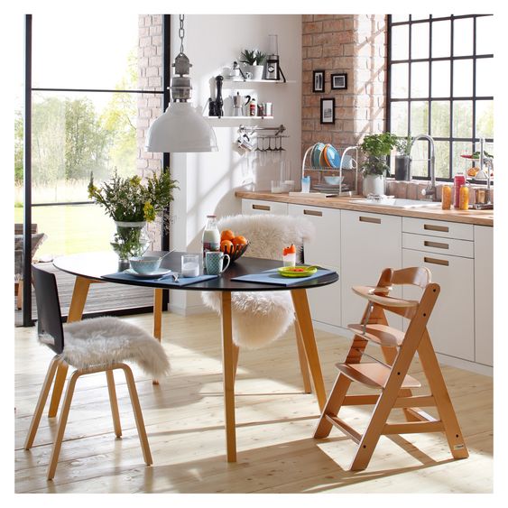 Hauck Hochstuhl Alpha Plus 4-tlg. Newborn Set - inkl. 2in1 Babyaufsatz & Wippe Deluxe + Sitzverkleinerer - Natur