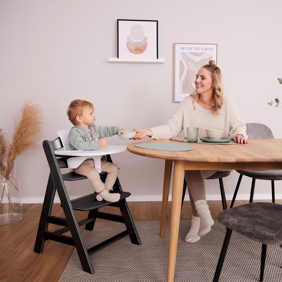 Hauck High chair Alpha Plus - incl. 5-point harness and safety bar (grow with & height adjustable) - Black