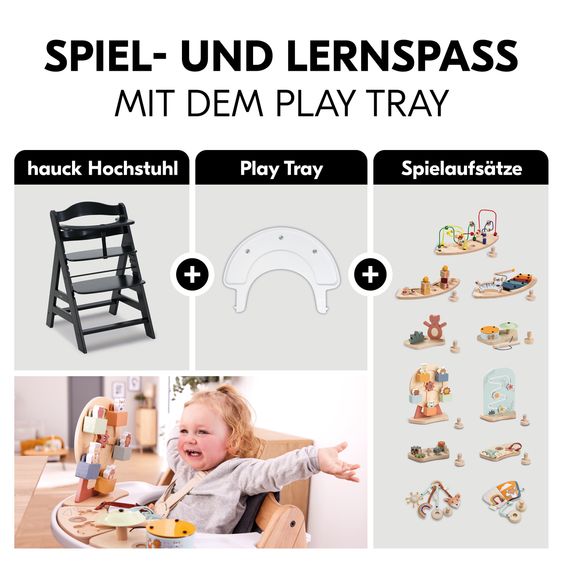 Hauck Hochstuhl Alpha Plus Black - im Sparset inkl. Baby Seat + Baby Seatpad + Click Tray