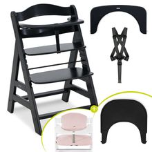 Hochstuhl Alpha Plus Black - im Sparset inkl. Click Tray und Sitzkissen