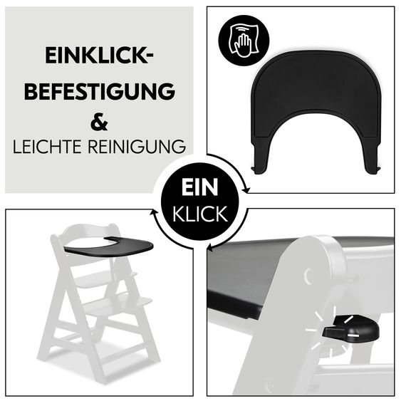 Hauck Hochstuhl Alpha Plus Black - im Sparset inkl. Click Tray und Sitzkissen