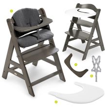 Alpha Plus Charcoal high chair in economy set incl. seat cushion and Click Tray dining board