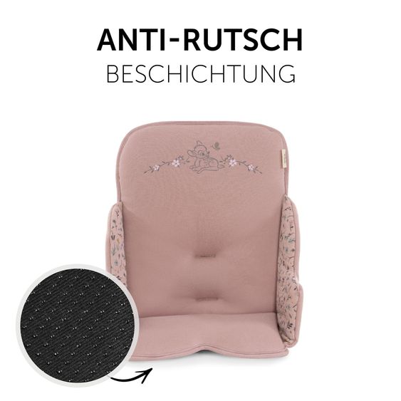 Hauck Hochstuhl Alpha Plus Charcoal - im Sparset inkl. Sitzverkleinerer Bambi Rose - Disney