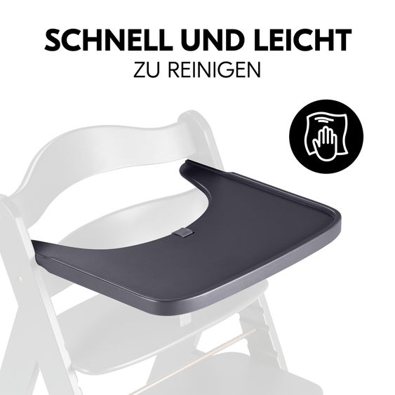 Hauck Hochstuhl Alpha Plus Dark Grey Select - im Sparset inkl. Holz-Essbrett und Sitzkissen - Nordic Grey