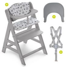 Hochstuhl Alpha Plus Grey - im Sparset inkl. Essbrett Click Tray + Sitzkissen Nordic Grey