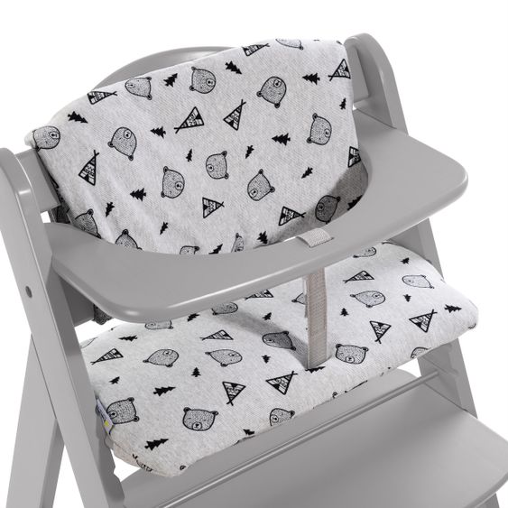 Hauck Hochstuhl Alpha Plus Grey - im Sparset inkl. Essbrett Click Tray + Sitzkissen Nordic Grey