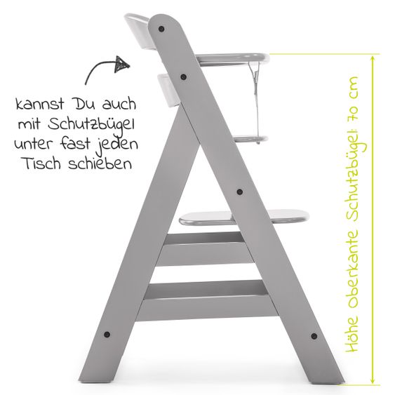 Hauck Hochstuhl Alpha Plus Grey - im Sparset inkl. Essbrett Click Tray + Sitzkissen Nordic Grey