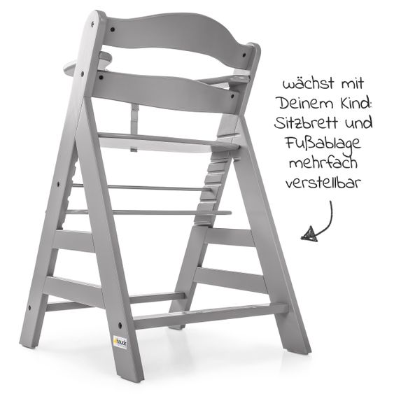 Hauck Hochstuhl Alpha Plus Grey - im Sparset inkl. Essbrett Click Tray + Sitzkissen Nordic Grey