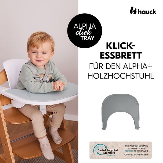 Hauck Hochstuhl Alpha Plus Grey - im Sparset inkl. Baby Seat + Baby Seatpad + Click Tray