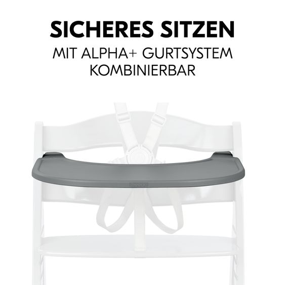 Hauck Hochstuhl Alpha Plus Grey - im Sparset inkl. Baby Seat + Baby Seatpad + Click Tray