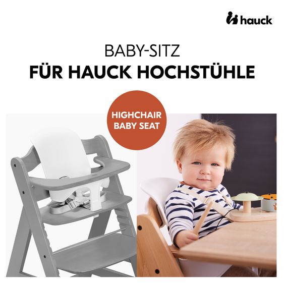 Hauck Hochstuhl Alpha Plus Grey - im Sparset inkl. Baby Seat + Baby Seatpad + Click Tray